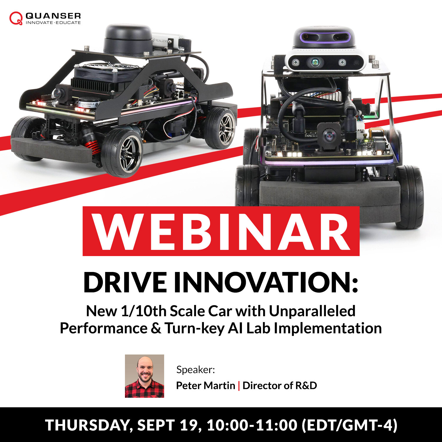 Webinar: 【新製品--Qcar 2--】&nbsp;Drive innovation 比類なき性能を備えた新しい1/10スケールカーとターンキーAIラボの実装のサムネイル